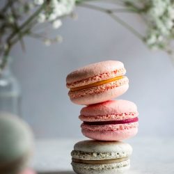 Macarons stacked in three - Kamile Kave food photography & styling